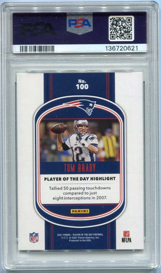 Tom Brady 2021 Panini NFL Player Of The Day Kaboom Parallel Card #100 PSA Graded 9 22/99