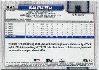 Ryan Weathers 2026 Topps Independence Day Parallel Card #634 69/76
