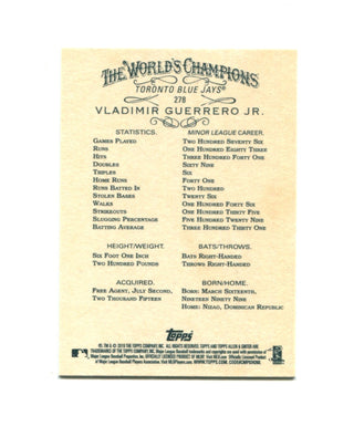 Vladimir Guerrero Jr 2019 Topps Allen & Ginter #278 Card
