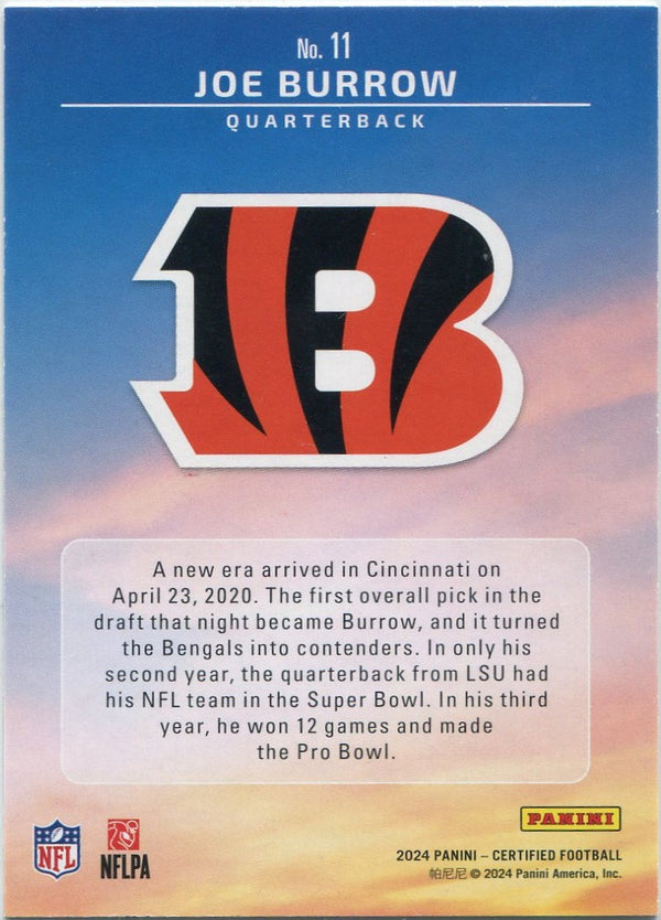 Joe Burrow 2024 Panini Certified Franchise Foundations Card #11 262/299