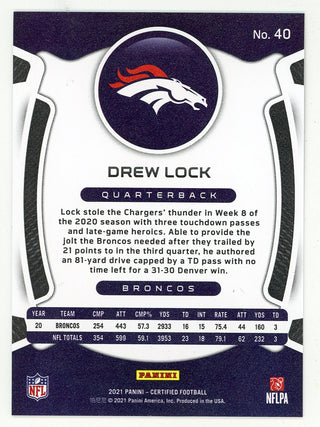 Drew Lock 2021 Panini Certified Pink Chrome #40
