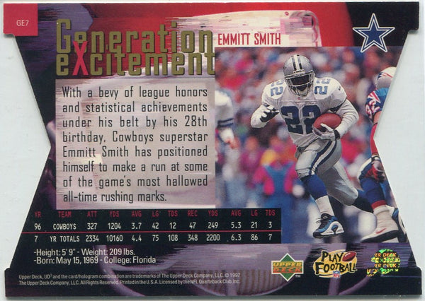 Emmitt Smith 1997 Upper Deck UD3 Generation Excitement Card #GE7