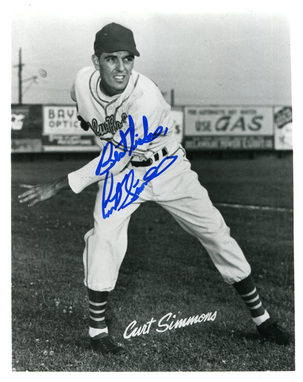 Curt Simmons Autographed 8X10 Photo