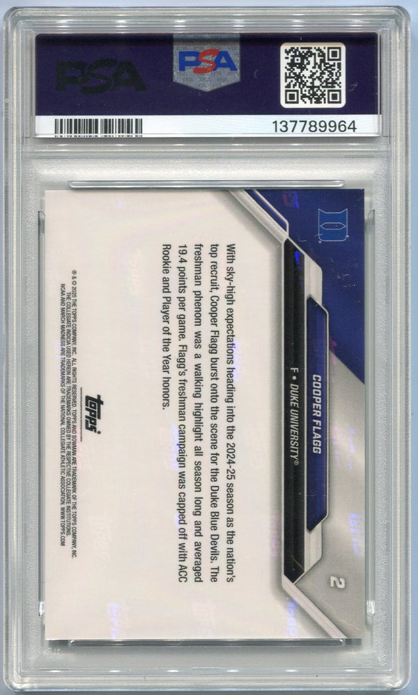 Cooper Flagg 2025 Bowman U Now March Madness Card #2 PSA Graded 10