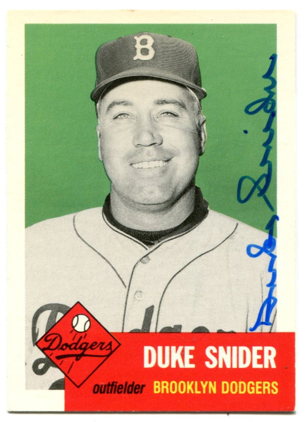 Duke Snider 1953 Topps #327 Autographed Card