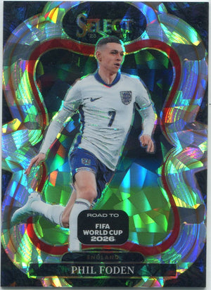 Phil Foden 2025 - 2026 Panini Select Road To FIFA World Cup Mezzanine Cracked Ice Prizm Card #142