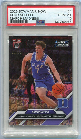 Kon Knueppel 2024 - 2025 Bowman Now U March Madness NCAA Logo Parallel Card #4 11/25 PSA Graded 10