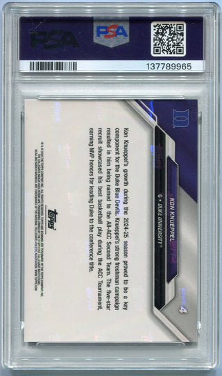 Kon Knueppel 2024 - 2025 Bowman Now U March Madness NCAA Logo Parallel Card #4 11/25 PSA Graded 10