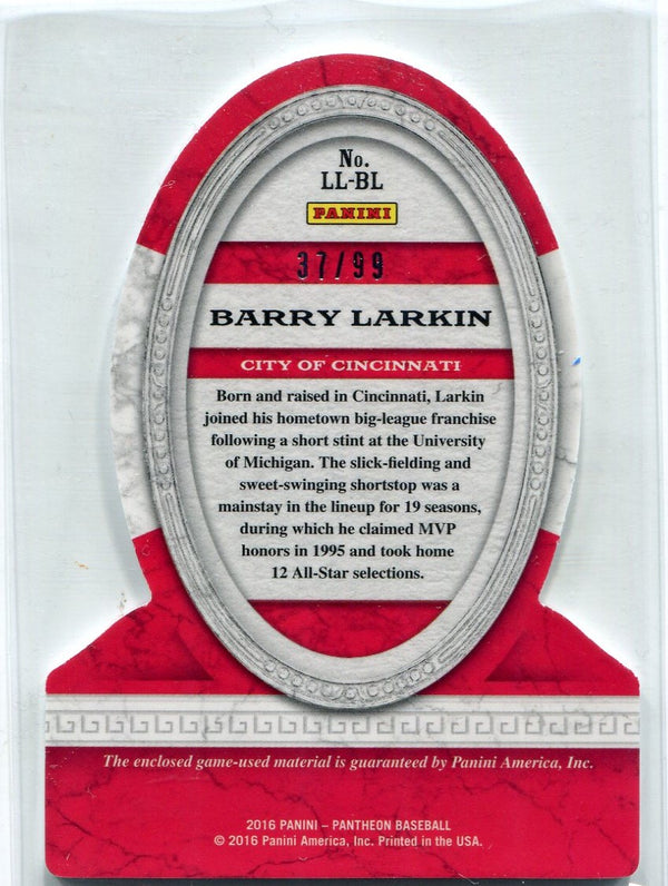 Barry Larkin 2016 Pantheon Baseball Local Lore Bat Relic Card #LL-BL 37/99