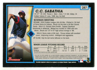 C.C. Sabathia 2001 Bowman Autographed Card #287