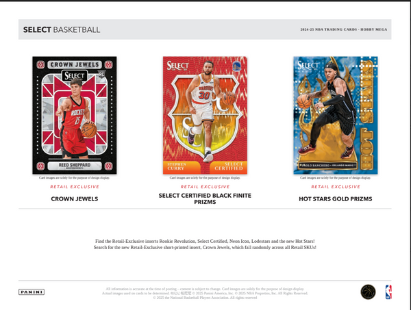 2024-25 Panini Select Basketball Hobby Mega Box (Exclusive Green & Blue Star Prizms)