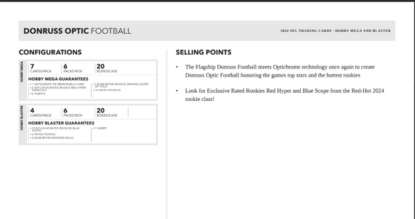 2024 Panini Donruss Optic NFL Hobby Mega Box (Exclusive Red Hyper Parallels)