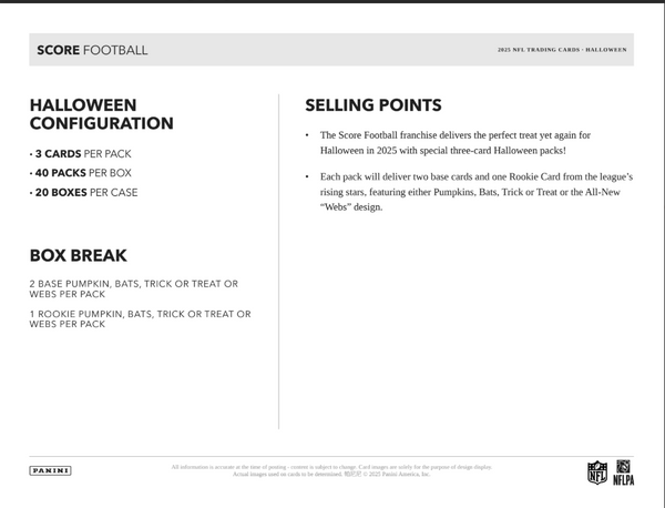 2025 Panini Score-A-Treat Halloween NFL Football Treat Bundle 40 Pack Box