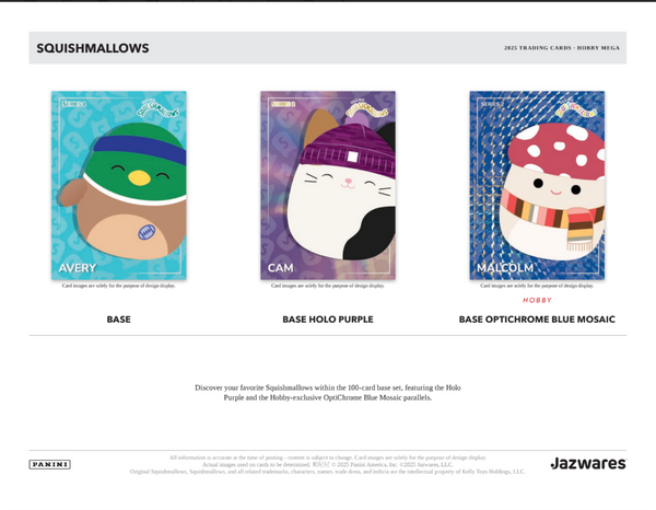 2025 Panini Squishmallows Hobby Mega Box (Exclusive Teal Pandora & Blue Mosaic Parallels)