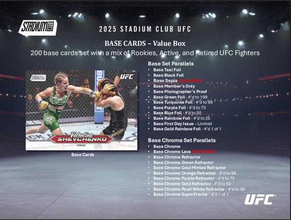 2025 Topps Stadium Club UFC 6-Pack Blaster Box (1 Exclusive Chrome Lava Parallel)