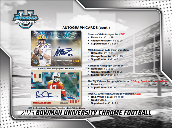 2025 Bowman University Chrome Football Hobby Box