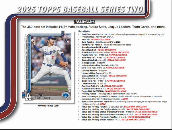 2025 Topps Series 2 Baseball Blaster Box (Exclusive Holiday Base Card Variations)