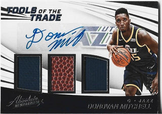 Donovan Mitchell 2017 Absolute Game Used Material and Autographed Rookie Card 64/149