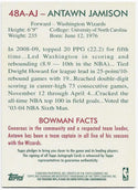 Antawn Jamison 2009 Bowman Autographed Card