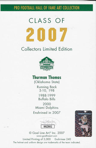 Thurman Thomas 2007 Hall of Fame Art Collection Autographed Picture (JSA Authenticated)