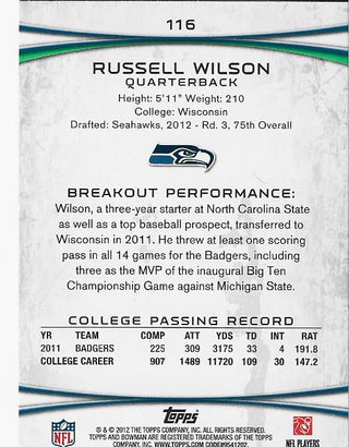 Russell Wilson 2012 Topps Rookie Card