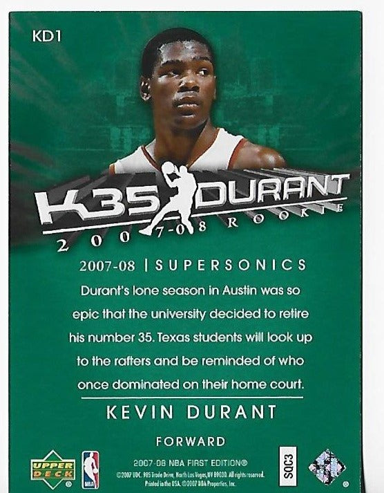 Kevin Durant 2007-2008 Upper Deck #KD1 Rookie Card | Hollywood Collectibles Kevin Durant 2007-2008 Upper Deck #KD1 Rookie Card | Hollywood Collectibles