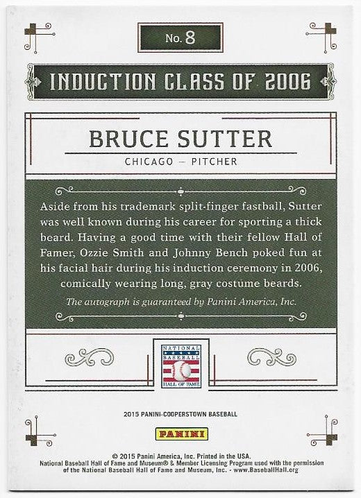 Bruce Sutter 2015 Panini Cooperstown Introductions Autographed Card