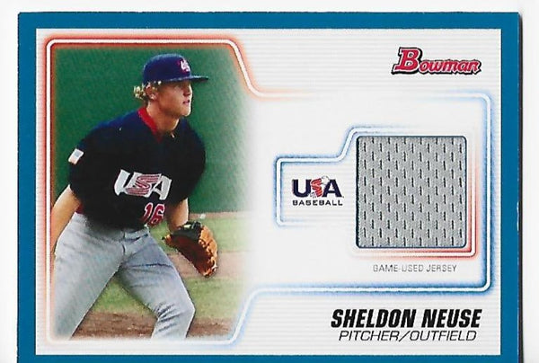 Sheldon Neuse 2010 Bowman #USAR-20 (066/199) Game-Worn Jersey Relic Card