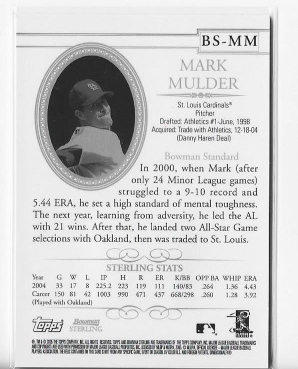 Mark Mulder 2005 Topps #BS-MM Bowman Sterling Game Worn Uniform Card