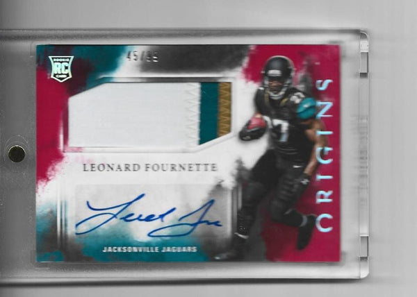 Leonard Fournette 2017 Panini #109 Player Worn Material And Autograph Rookie Card