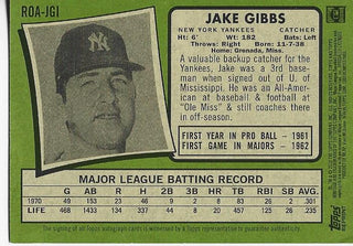 Jake Gibbs Topps 2020 Reprint Autographed Card