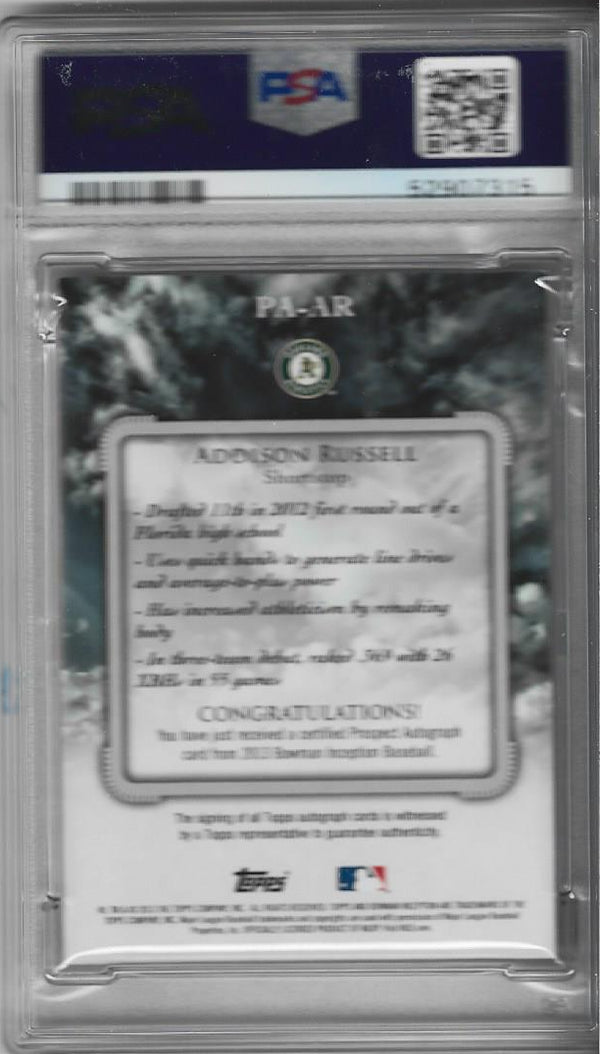 Addison Russell 2013 Bowman Inception Autographed Rookie Card (PSA)