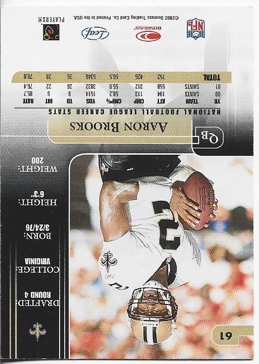 Aaron Brooks 2002 Donruss Autographed Card