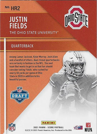 Justin Fields 2021 Score Hot Rookies Card