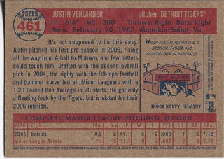 Justin Verlander 2006 Topps Rookie Card #461