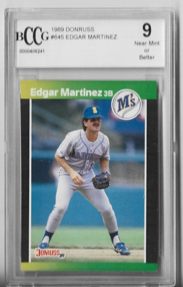 grade 9 baseball card Edgar Martinez 1989 Donruss #645 (Beckett Grade 9 Near Mint Or Better)