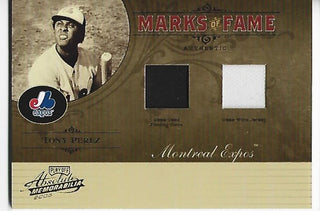Tony Perez 2005 Donruss Marks Of Fame #MF-38 (06/10) Game-Used Glove And Game-Worn Jersey Card