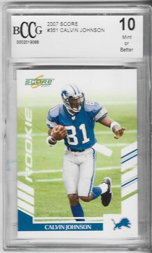 Calvin Johnson 2007 Score Rookie Card (BCCG 10 Mint) #351