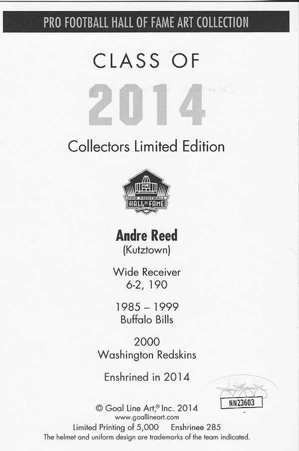 Andre Reed 2014 Hall of Fame Art Collection Autographed Picture (JSA Authenticated)