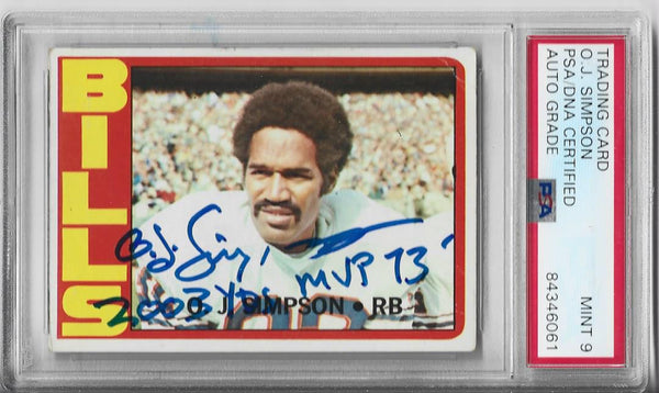 OJ Simpson 1972 Topps Autographed Card (PSA Auto MINT 9)