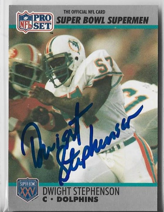Dwight Stephenson 1990 NFL Pro Set #72 Autograph Card
