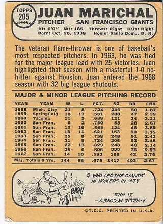 1968 Topps Juan Marichal