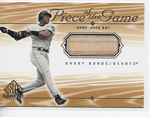 Barry Bonds 2000 Upper Deck SP #BB Game Used Bat Card