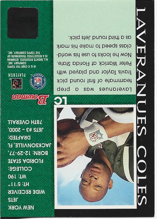 Laveranues Coles 2000 Topps Autographed Card