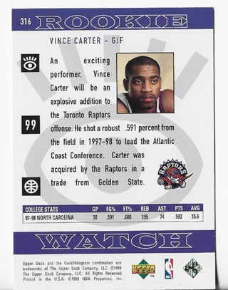 Vince Carter 1998-1999 Upper Deck #316 Rookie Watch Card