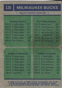 Kareem Abdul Jabbar and Mickey Davis 1975 Topps Bucks Team Leaders Card #126