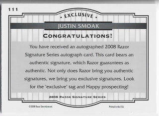 Justin Smoak 2008 Razor Autographed Card 251/699