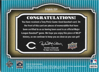 Tony Perez 2008 Upper Deck Game Used Jersey Card 40/40 #PM4-TP