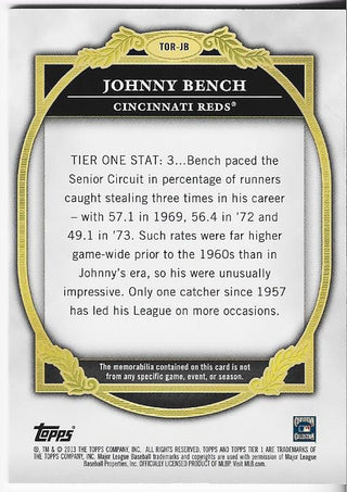 Johnny Bench 2013 Topps Bat Card #TOR-JB