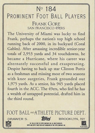 Frank Gore 2008 Topps Rookie Card